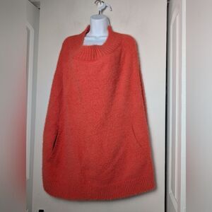 MerSea Poncho W Pocket Arm Opening Fuzzy Soft Cozy Hair Orange One Size Lounge